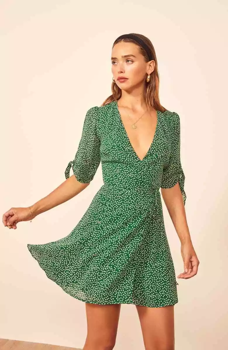 reformation green dress