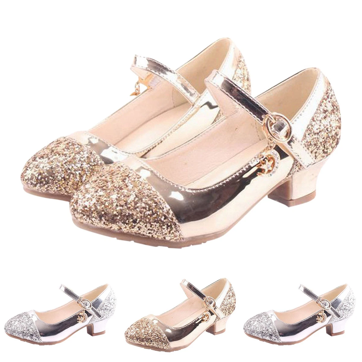 TMOYZQ Girls Dress Shoes Mary Jane Wedding Party Shoes Glitter Bridesmaids  Princess Heels (Toddler/Little Kid/Big Kid) - Walmart.com