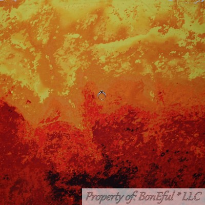 BonEful FABRIC FQ Cotton Quilt Red Orange Yellow BATIK Sunset Stripe Tone Tonal