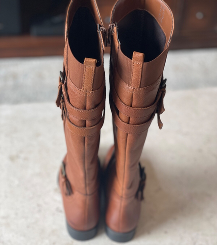 Jessie Naturalizer Women's Knee High Boots Leather Round Toe Flat Heel Size 8W - Picture 9 of 12