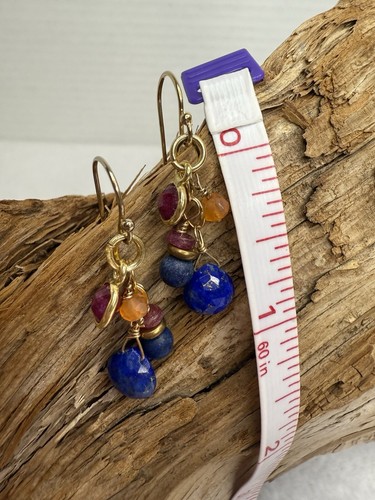 Sundance Lapis, Garnet, Carnelian Dangle Earrings - Picture 4 of 7