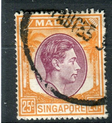 Singapore KGVI 1948-52 25c dull purple & orange p17.5x18 SG25 var fine used