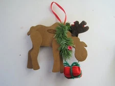 Kurt Adler Wood Moose Christmas Tree Ornament