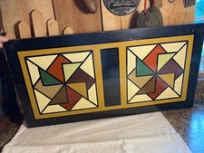 Vintage Hand Painted Wooden Barn Quilt Block 24x12