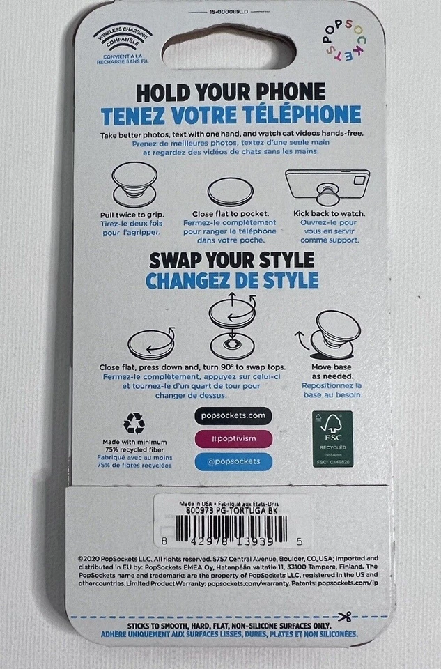 PopSockets Intercambiable Top PopGrip Tortuga Tortuga Teléfono Celular Accesorio Nuevo con Etiquetas Foto 2 de 4