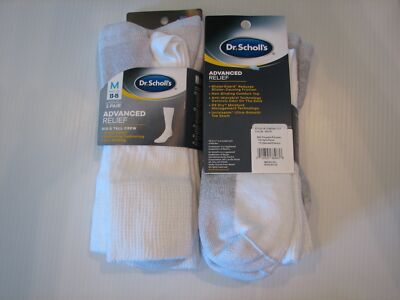 Dr. Scholl's Crew Socks 4 Pair Non Binding Diabetic Blister Guard Men's 13-15