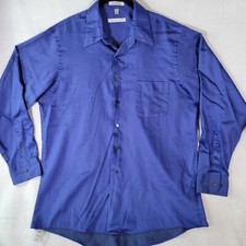 Geoffrey Beene Mens Casual Button Down Size Large Blue 16.5 34-35 Cotton Pocket