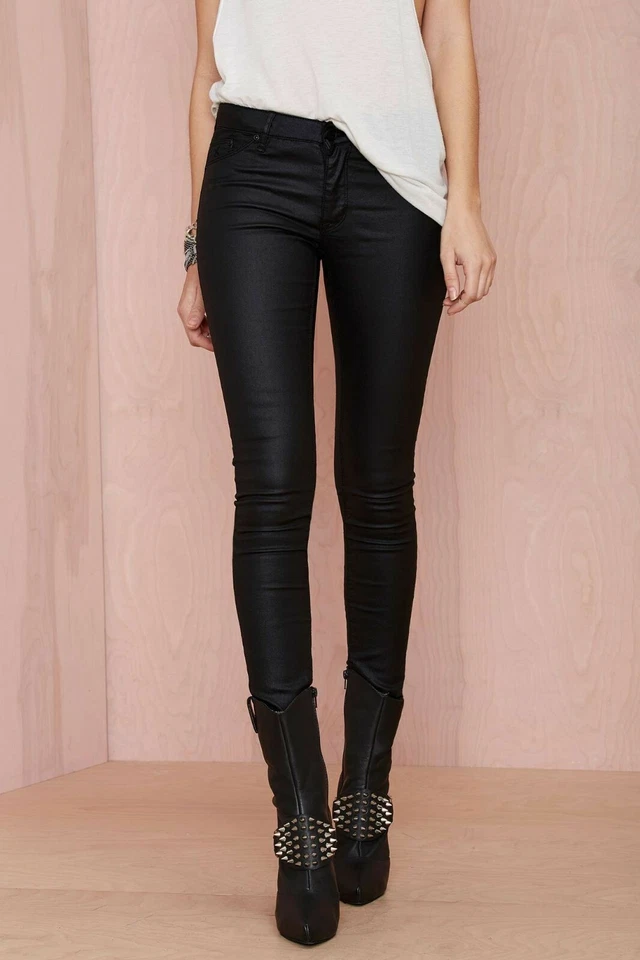RES Denim Trashqueen Coated High-Waisted Super Skinny Jeans Black Nasty Gal - Image 2 of 4