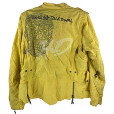Harley Davidson Genuine Motor Riding Gear Ladies Yellow Embroidered Zip Jacket
