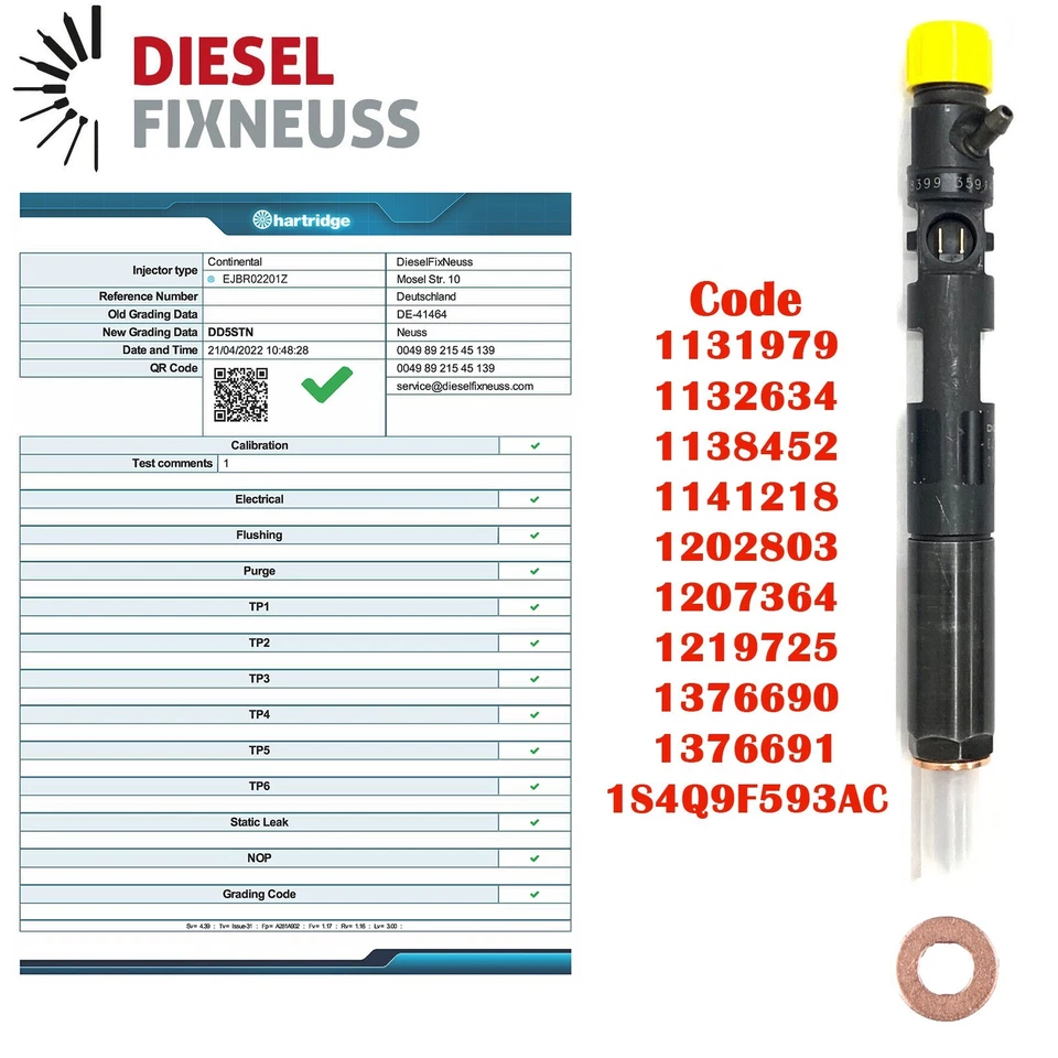 4x Fuel Injector DELPHI EJBR02201Z EJBR01601Z Ford Transit Connect 1.8TDCI - Image 2 of 4