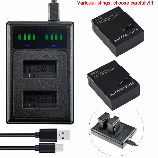 Battery AHDBT-301 Or LED Charger for GoPro Hero3/Hero3+ HD Black White & Silver Battery AHDBT-301 Or LED Charger for GoPro Hero3/Hero3+ HD Black White & Silver