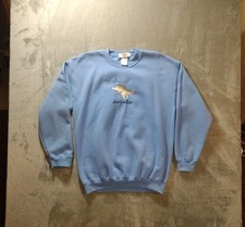 Vtg Alaska Zoo Sweatshirt Sz Med Light Blue Embroidered Polar Bear Swimming