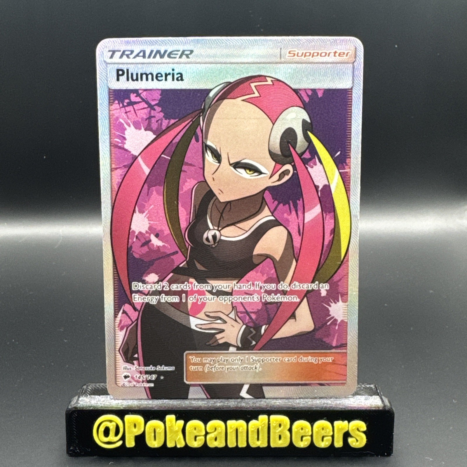 Pokemon Plumeria (Full Art) Ultra Rare SM - Burning Shadows 145/147 LP Holo