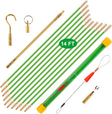 14FT Wire Fishing Tool Fish Tape Cable Rods, Bright Green Wire Puller with 5 Dif