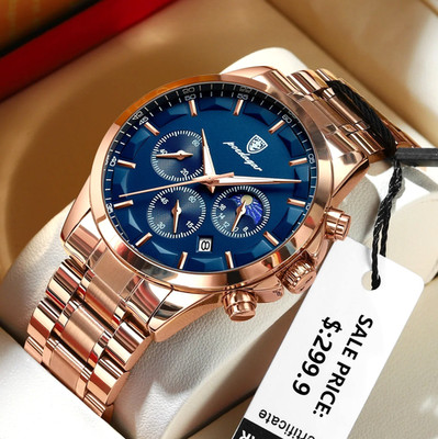 42MM POEDAGAR Quartz Luxury Wristwatch Men's Waterproof Stainless Luminous NEW