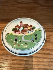 Villeroy & Boch Trinket Box Design Naif Folk Art Village Chickens Signed Laplau