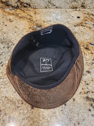 Bailey of Hollywood Poet Cap 7 Panel Distressed Leather Brown Sz L - Picture 6 of 9
