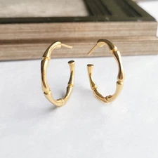 Julie Vos Bamboo Gold Hoop Earrings on-trend Jewelry