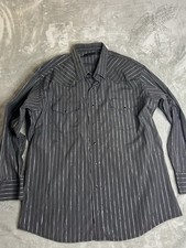 Panhandle Slim Mens Shirt XL Black Gray Striped Snap Front Western