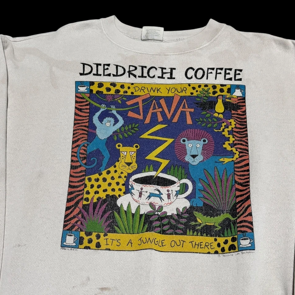 Sudadera vintage años 80 Hanes Diedrich Coffee Drink Your Java para mujer XL DEFECTOS Foto 2 de 4