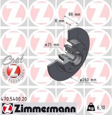 2x Bremsscheibe COAT Z ZIMMERMANN 470.5400.20 für RENAULT MEGANE 3 BZ0 DZ0 TCe