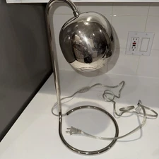 Mid-Century Space Age Chrome Eyeball Gooseneck Desk Lamp 16”