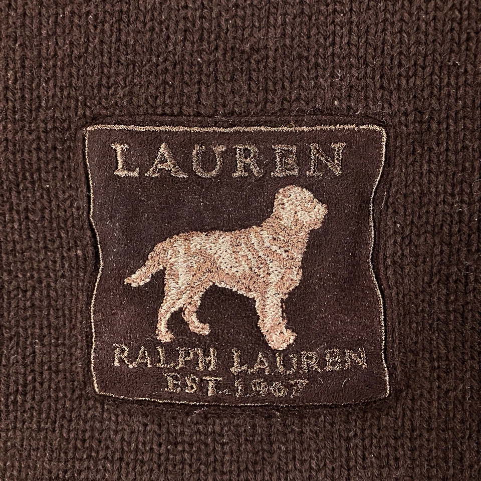 Suéter Lauren Ralph Lauren Mujer 2X Marrón Cuello en V Algodón Tejido Pullover Foto 4 de 4