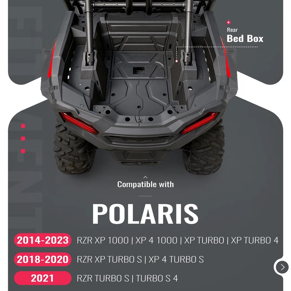 For Polaris RZR XP 1000 2014-2023  Left & Right Textured Rear Bed Box Section - Image 2 of 4