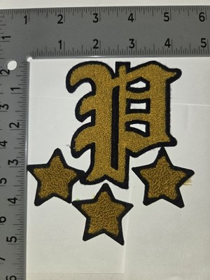 POLO RALPH LAUREN PATCHES PRE-OWNED GOLD/BLUE 4-PATCH LOT GOTHIC ''P'' STAR PATCH 