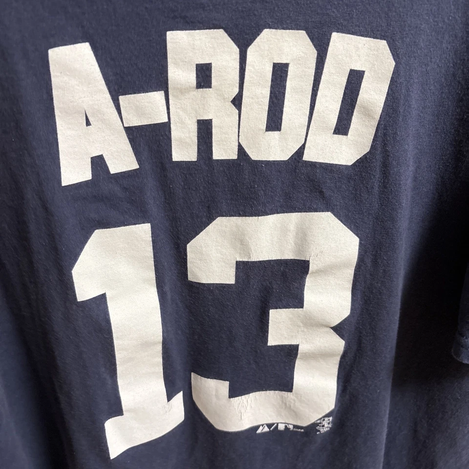 Vintage Majestic Alex Rodriguez A-ROD #13 NEW YORK YANKEES MLB Team T-Shirt L - Image 2 of 4