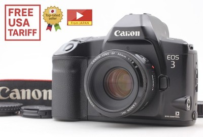 Getestet [Objektiv oben neuwertig] Canon EOS-3 analoge Kleinbildkamera EF 50m...
