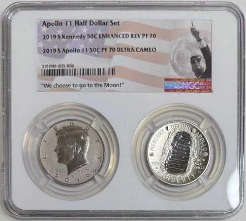 2019 S Apollo 11 Half Dollar Set NGC PF70 Kennedy Proof Coins 50C
