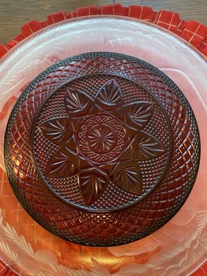 Vintage Ruby Red Serving Plate 9 inch