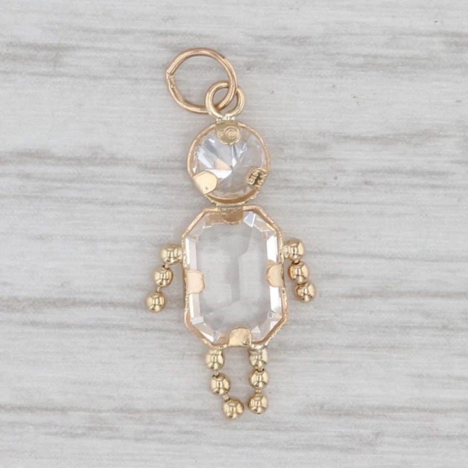 Dije de piedra de nacimiento de mayo de vidrio de circonita cúbica para niña colgante de oro amarillo de 14 k Foto 2 de 4