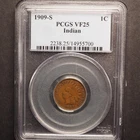 1909 *S*  INDIAN HEAD CENT**PCGS  VF25  **FREE SHIPPING! G1905