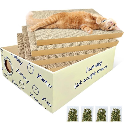 Extra Large Cat Scratcher Cardboard, Scratch Pad with Cat Scratcher Box, Reve...