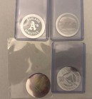 1989 Upper Deck Baseball Round Team Logo Holograms Jays/A’s/Mets and Yankees