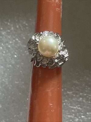 Antique Vintage Majorca Pearl Silver Statement Ring Approx Size 5