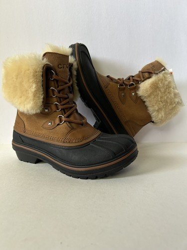 Crocs Allcast II Luxe Women 6 Waterproof Duck Snow Boots Faux Fur Lined Lace Up - Bild 14 von 20