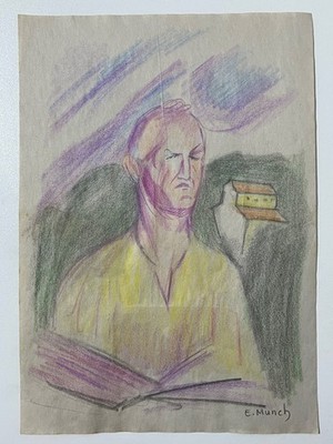 Edvard Munch (Handmade) Mixed Media on Paper Painting signed and stamped