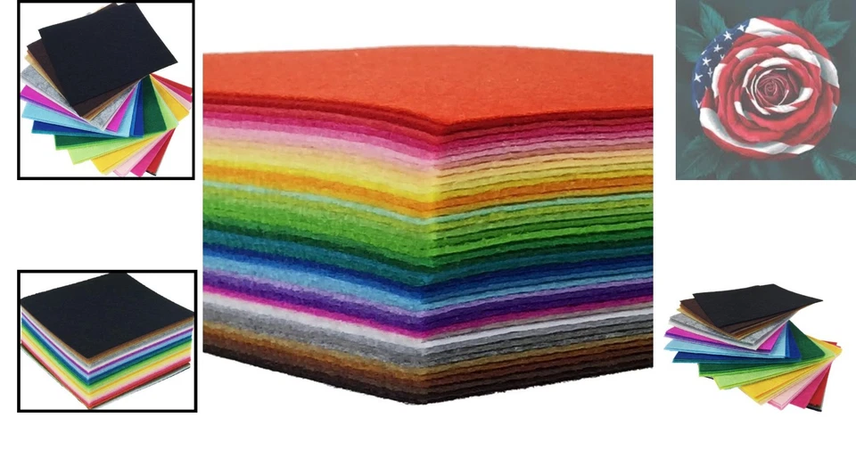 Versatile 42-Piece Acrylic Felt Squares 4"x4" for Creative Crafts & Designs - Image 2 of 4