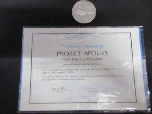 Apollo 13 Space Flown to Moon Material, LEM EXTRACTION Sterling Silver Coin, #32