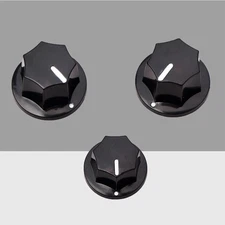 3pcs Black Metal Electric Bass Guitar Volume Tone Control Knobs Dome Knobs