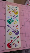 Vintage Mrs Grossmans Stickers Guitars Microphone Musical Notes Records Strip
