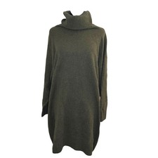 Women's NWT GAP Olive Green Sweater Dress Knee Length Turtleneck $79MSRP SZ L