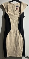 Lipsy London Black and Nude Bodycon Dress Size 8