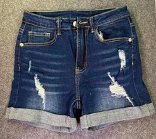 SHEIN Dark Wash Distressed Jean Shorts Women  s Denim Size 2