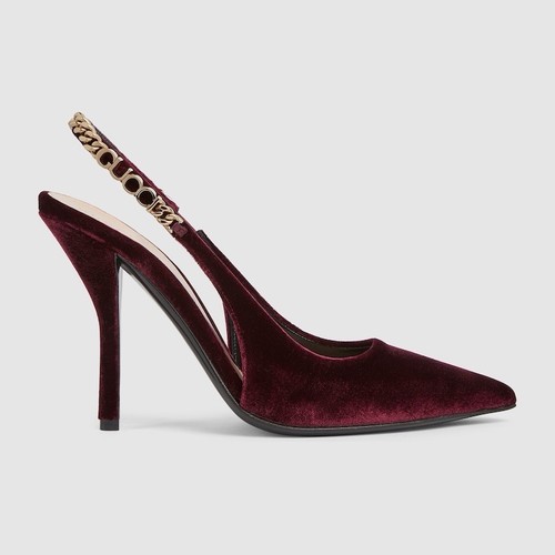 NEW GUCCI SIGNORIA Burgundy Heels Velvet Sz 40 100% Authentic