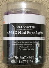 WAY TO CELEBRATE HALLOWEEN 28 LED Mini Purple Rope Lights w Timer Function 9ft