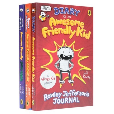 Diary of an Awesome Friendly Kid 3 Book Set By Jeff Kinney -Ages 7-12 -Paperback